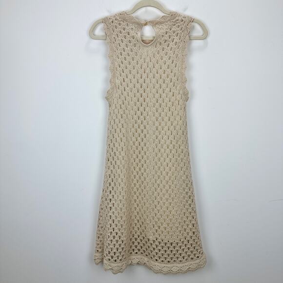 J.Crew Pointelle Sleeveless Sweater Dress Natural Beige Resort Boho Medium NWT - Picture 9 of 11
